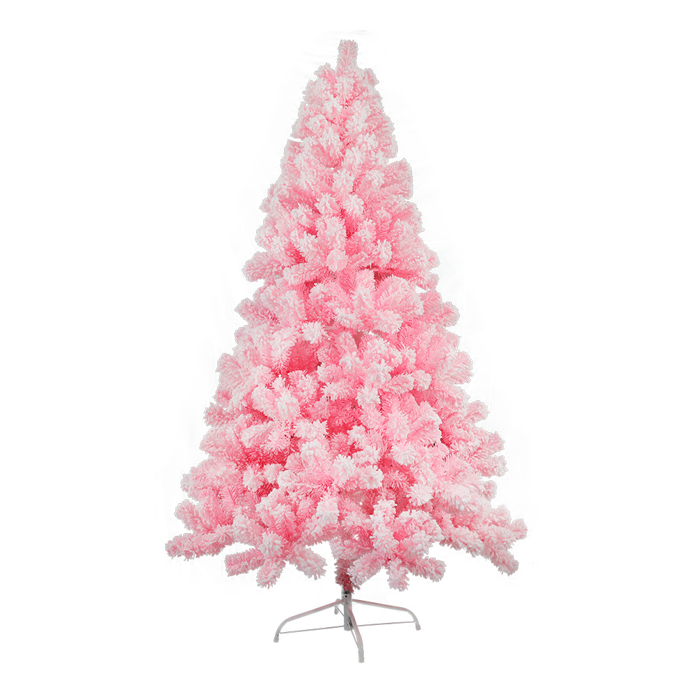 PVC Material pink flocking Christmas tree from 45cm to 300cm