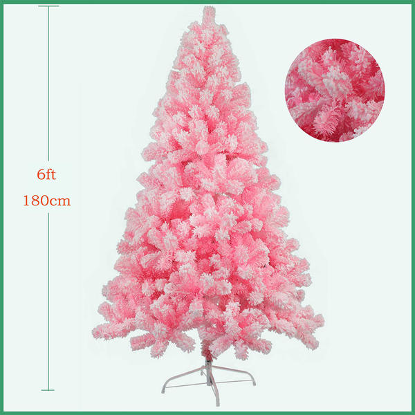 PVC Material pink flocking Christmas tree from 45cm to 300cm