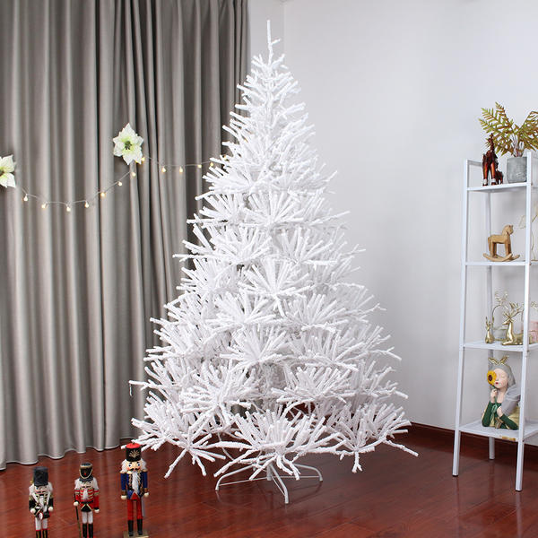 Pre-light 7.5ft white PVC Christmas tree with snow