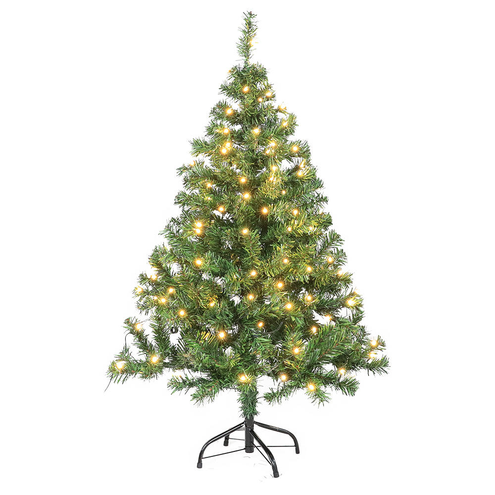 QY220512 4ft pre-light PVC christmas tree with warm white LED light