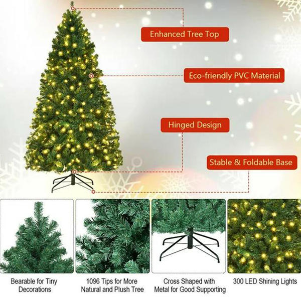 QY230101 6ft pre-light PVC christmas tree with warm white LED light