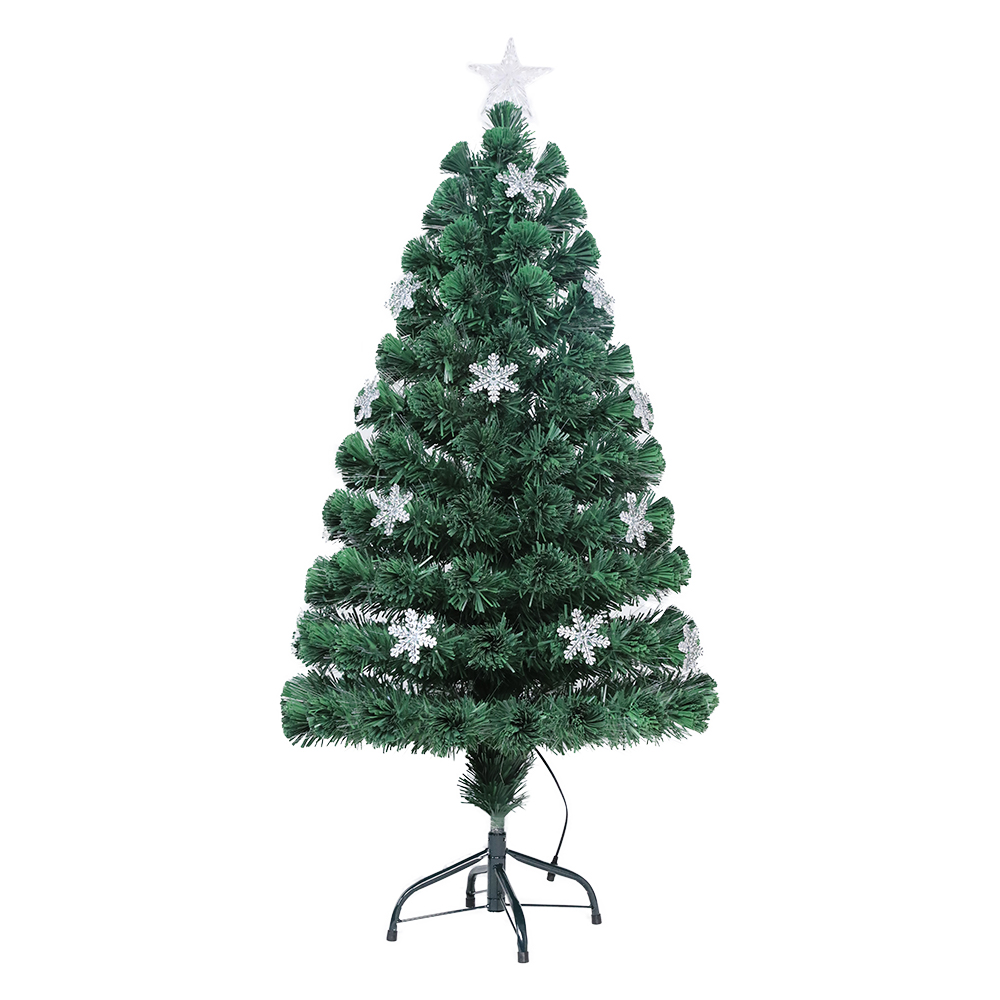 QYF221112 fiber optic Christmas tree with Snowflakes and colorful light