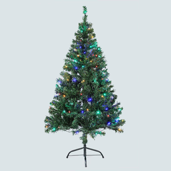 QY221118 6ft pre-light PVC christmas tree with colorful LED light