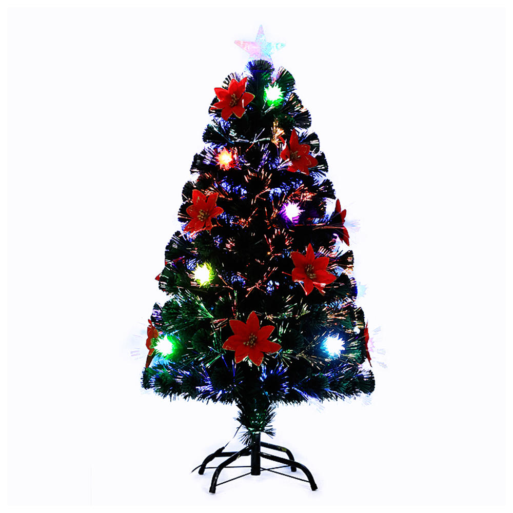 QYF220112 fiber optic Christmas tree with red christmas flower