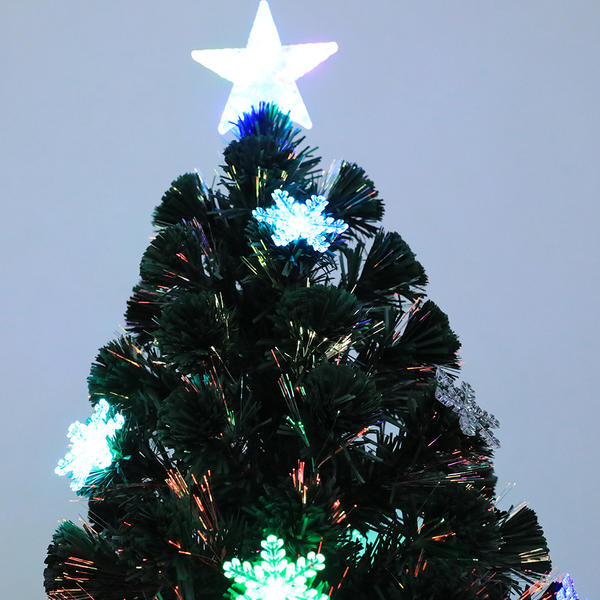 QYF221112 fiber optic Christmas tree with Snowflakes and colorful light