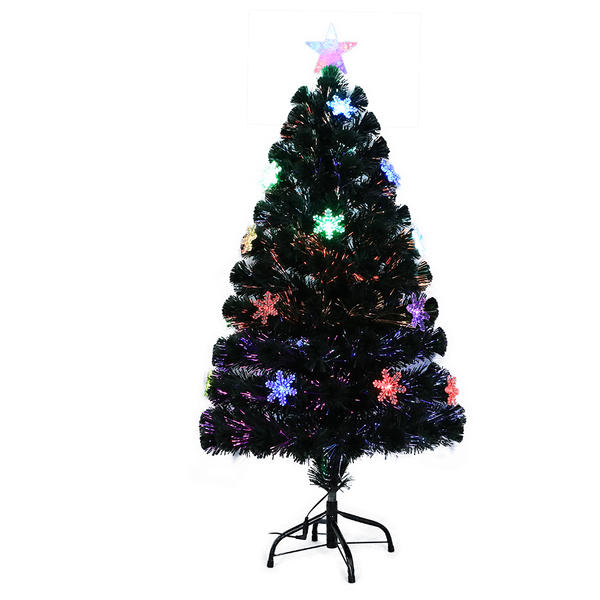 QYF221112 fiber optic Christmas tree with Snowflakes and colorful light