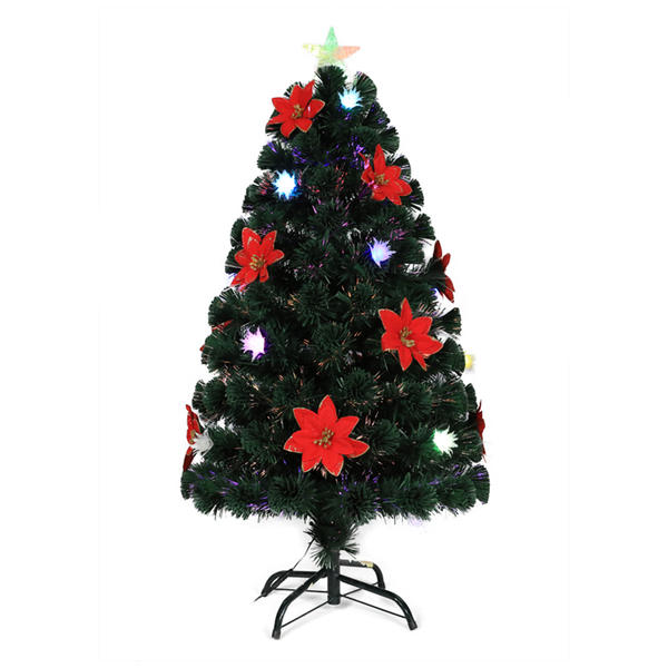 QYF220112 fiber optic Christmas tree with red christmas flower