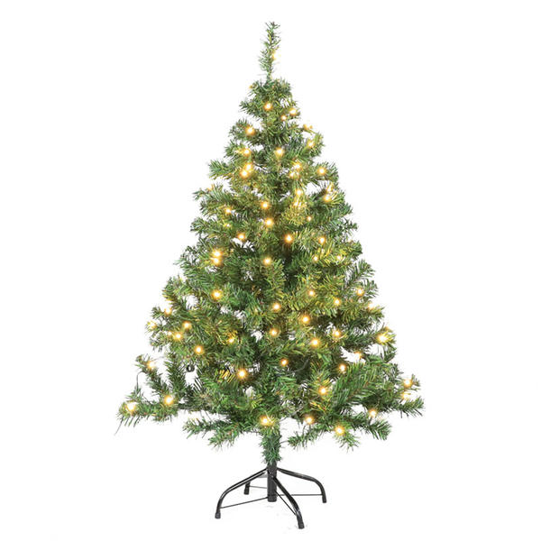 QY220512 4ft pre-light PVC christmas tree with warm white LED light