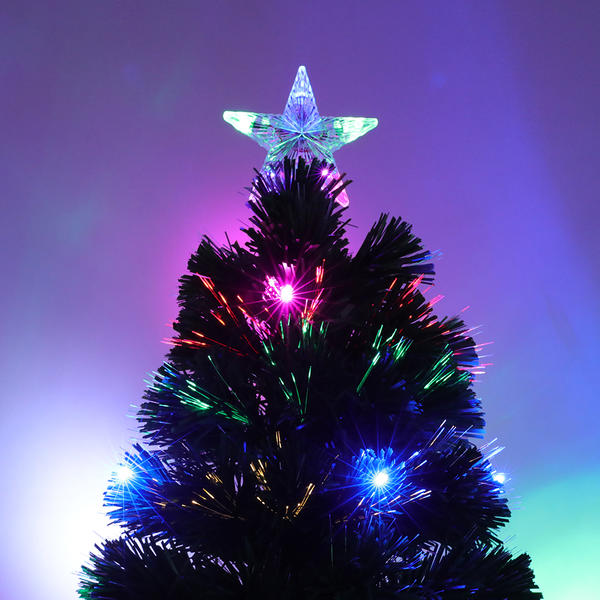 QYF221512 fiber optic Christmas tree with red green white blue light