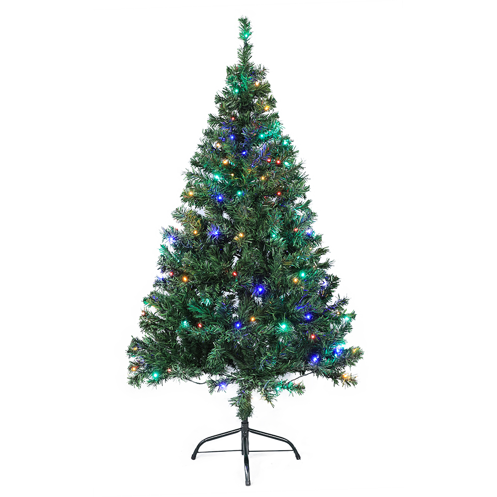 QY221118 6ft pre-light PVC christmas tree with colorful LED light