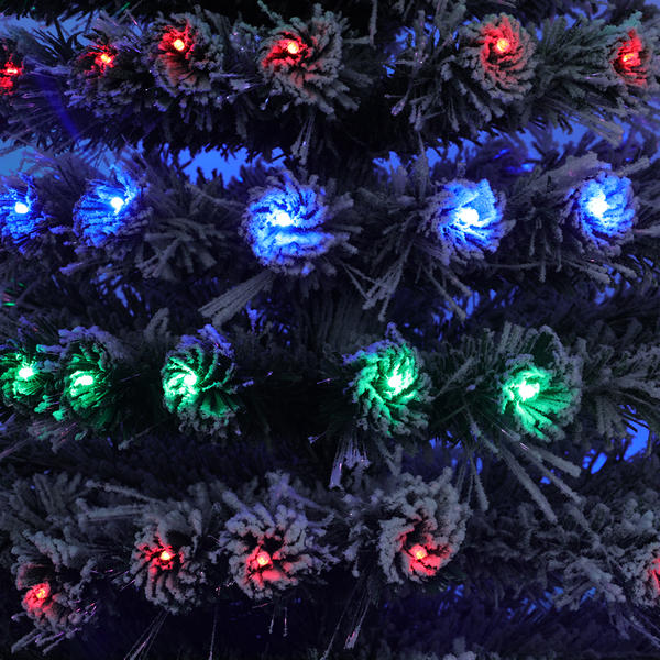 QYF220818 all-light fiber optic Christmas tree with snow ，red，blue and green LED light