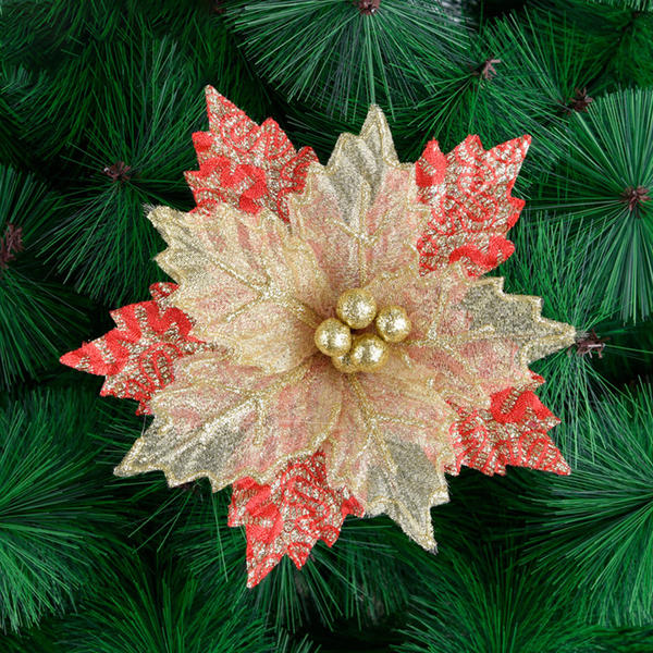 F04 artificial Christmas tree flower glitter decorations xmas ornaments new year gift