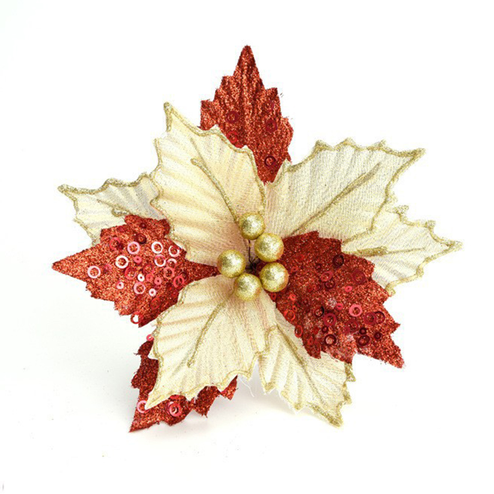 F04 artificial Christmas tree flower glitter decorations xmas ornaments new year gift