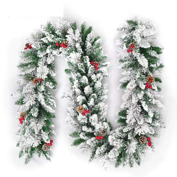 G03 hot sell christmas cane 2.7m pvc christmas garland with snow Christmas decoration