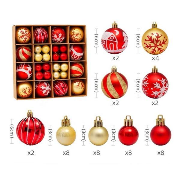 QYB01 16pcs delicate painting glittering large shatterproof Christmas ornaments hanging ball set for xmas tree decorations