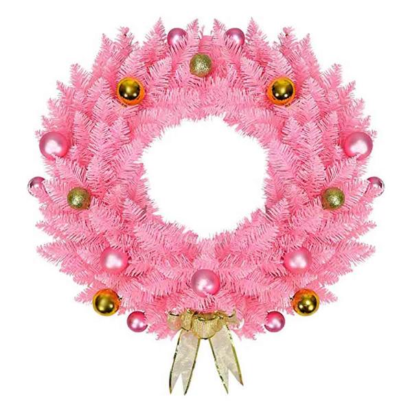 W01 pink PVC Christmas wreath
